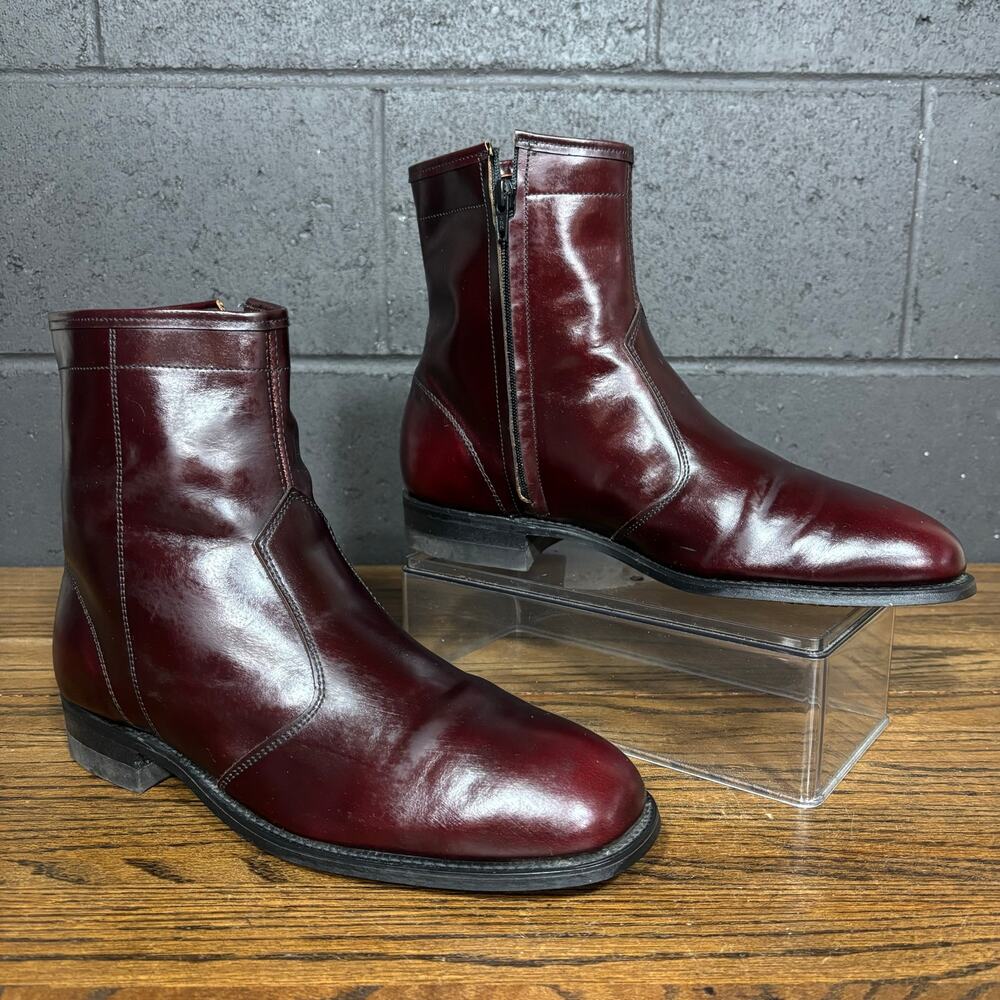 Vintage 80s Leather Classics by Mason Burgundy Leather Ankle Zip Boots USA 9.5 E
